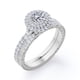 thumbnail image 5 of JeenMata Anillo de Boda con Filigrana Decorativa y Doble Halo de Moissanita Redonda de 1,15 Quilates con Certificación Chapado en Oro Blanco de 18 K sobre Plata, 5 of 7