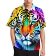 thumbnail image 2 of Camisa informal con estampado de rayas de piel de tigre para hombre, camisa hawaiana de vacaciones de manga corta, camiseta de gran tamaño para hombre, blusas, ropa, 2 of 5