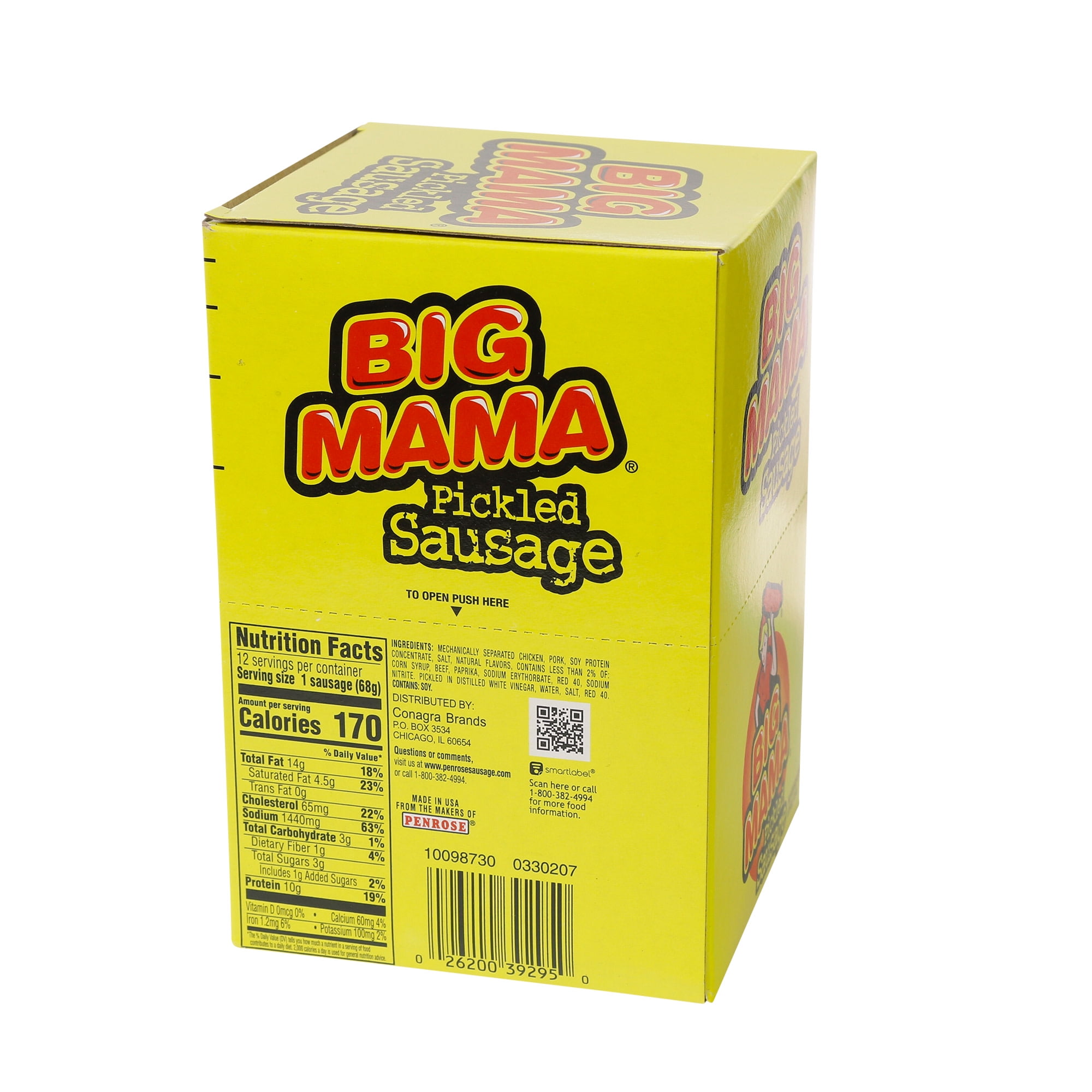 (3 pack) Penrose Big Mama Pickled Sausage, 10g Protein per Sausage, 2.4 oz.