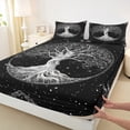 thumbnail image 3 of Homewish Tribal Life Tree Bed Sheets, Bohemian Plant Botanical King Sheets, Psychedelic Stars Sun Galaxy Sheet Set, Ultra Soft Bedroom Decor, 4 Pieces, 3 of 7