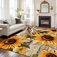 thumbnail image 2 of Large Area Rug 8'x10', Yellow Sunflower Non-slip Runner Carpet for Living Room/Bedroom/Office, Watercolor Retro Floral Plant Leaf Outdoor Indoor Rectangle Area Rug Floor Mat for Kitchen/Dining Room, 2 of 9