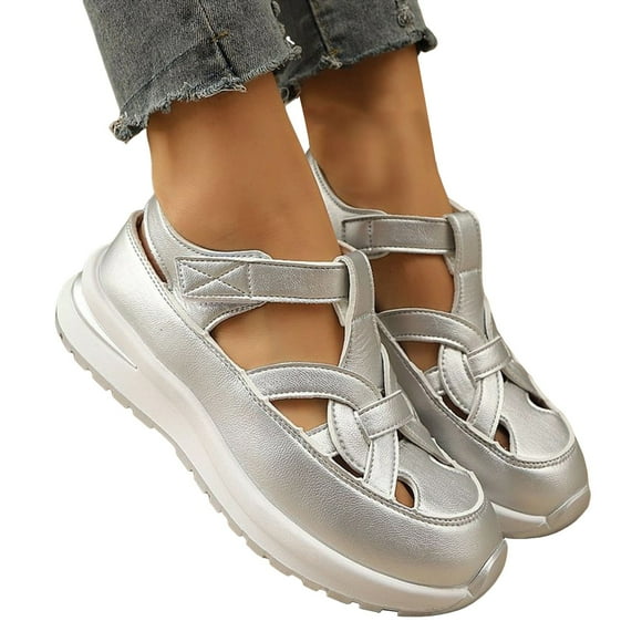 Platform Chunky Fashion Sneakers for Women Trendy Spring Summer Hollow Out Closed Toe Walking Sandals Shoes