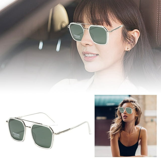 Gafas de sol TR90 Gafas de sol cuadradas Puente doble Metal 400 Eyewears