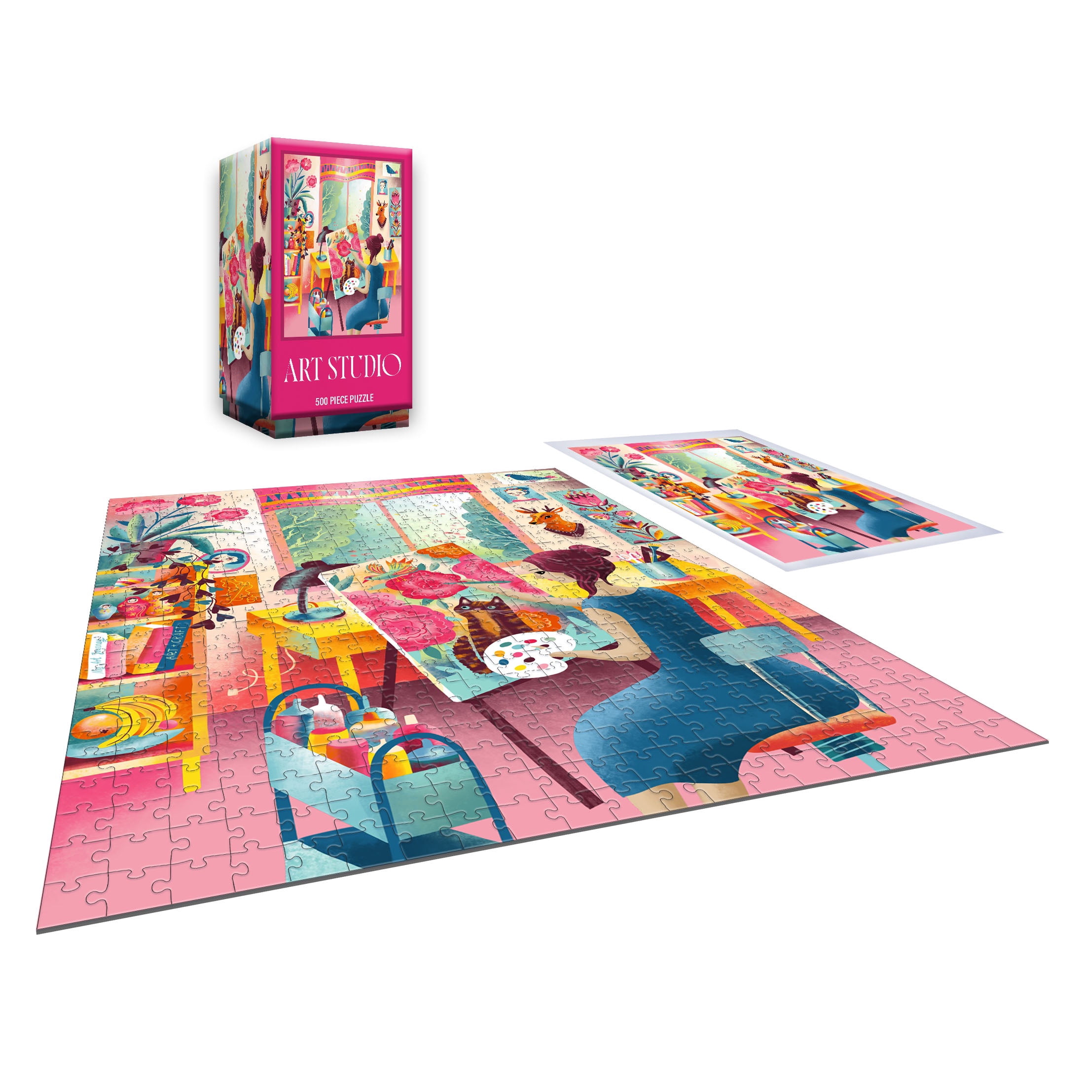 RoseArt Vertical Visions 500-Piece Art Studio Adult Interlocking Puzzle