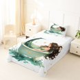thumbnail image 3 of Manfei Dreamy Bath Mermaid Twin Sheets, Dreamy Butterfly Bedding, Teal White, 3pcs, 1 Flat Sheet, 1 Fitted Sheet and 1 Pillowcase, 3 of 6