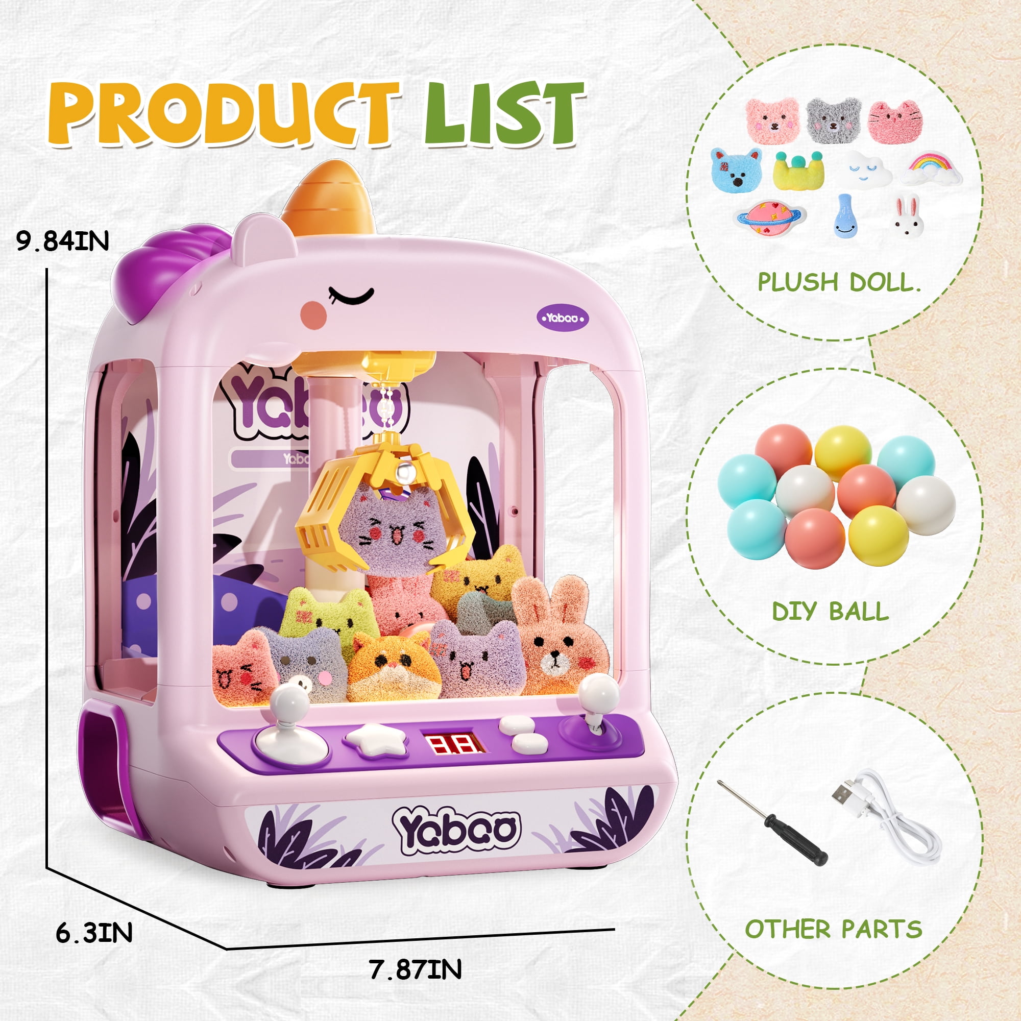 Gelomee Claw Machine for Kids, Mini Vending Machine Toys for Girls, Arcade with Light & Music for Boys, Christmas Birthday Gifts Toys Aged 3+ Year Old