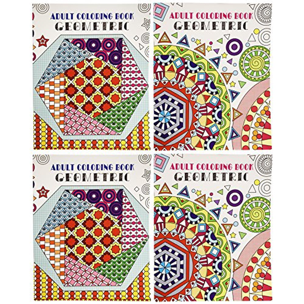 Set of 4 Vision St Adult Coloring Books Geometrical Grown Up 24 Page