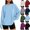 Army Green, variant on Women T Shirt Sevevn Crew Neck Oversized Fit Soft Breathable Fabric Drop Shoulder Chest Pocket Long Sleeve Curved Hem For Daily Casual Lounging Sport Wear