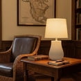 thumbnail image 5 of C Cattleya 19.25” Contemporary White Ceramic Table Lamp with Textured Base & Linen Shade, 5 of 7