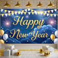thumbnail image 5 of Gold Lettering Happy New Year Banner Fireworks Design Festive Backdrop Balloon Decor Pennant Banner Celebration Background for New Year Party Indoor Decoration Photo Shoot, 5 of 9