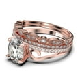 thumbnail image 4 of Gorgeous Art nouvea 2.50 Carat Oval Cut Diamond Moissanite Twirled Style Engagement Ring, Wedding Ring in 925 Sterling Silver With 18k Rose Gold Plating Gift For He, Trio Set, 4 of 4