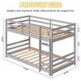 thumbnail image 6 of UBesGoo Low Twin Over Twin Bunk Bed, Wood Frame with Reversible Ladder, Guardrails, Converts to 2 Beds, Gray, 6 of 8