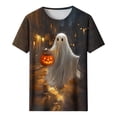 thumbnail image 4 of VKOYWKM Women's Fall Halloween Tshirts Short Sleeve T Shirts Ghost Graphic Tees Holiday Crew Neck Loose Fit Lightweight Spooky T-Shirt, 4 of 5