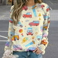 thumbnail image 2 of Fire Engine Car Truck Women's Floral Printed Sweatshirt Long Sleeve Crewneck Casual Loose Vintage Graphic Pullover Tops, 2 of 7