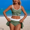 thumbnail image 2 of GEWSEY High Waisted Sporty Bikini Sets for Women Ruched Lace Up Bikini Tops & Swim Skirts 2 Piece Bathing Suits Swimsuit (Army Green, XXL), 2 of 7