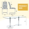 thumbnail image 3 of Hi loPres 71" Luxury Glass Dining Table with 8 Light Gray Silver Cantilever Chairs, Modern 8-Person Gathering Center with Silver Pedestal for Chic Dining Room, 3 of 11