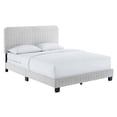 thumbnail image 1 of Modway Celine Channel Tufted Performance Velvet Twin Bed in Light Gray, 1 of 10