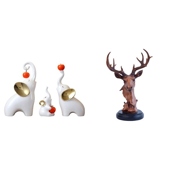 Esculturas De Animales De Elefante Y Ciervo, Figuras Artesanales, Estatuas Familiares, Decoraciones De Escritorio, Decoración Del Hogar, Adornos De Resina Para Dormitorio, Sala De Estar Y