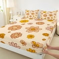 thumbnail image 3 of jejeloiu Cartoon Cute Flower Twin Sheet Sets,Kawaii Floral Twin Fitted Sheet,Orange Daisy Blossom Flat Sheet For Girls Teens,Ultra Soft Home Decor,3-Piece, 3 of 7
