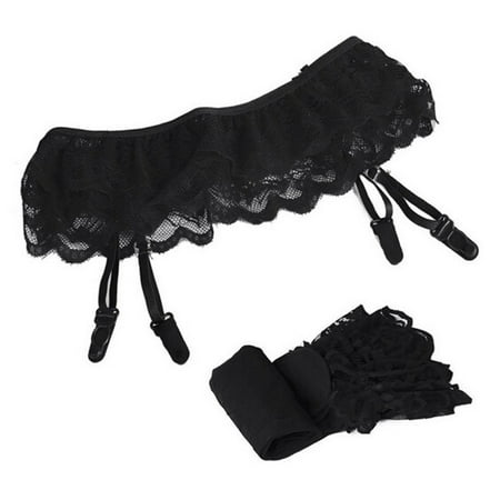 Yuhangmm Womens Lace Top Thigh-Highs Stockings Socks + Suspender Garter Belt Sexy Bunny Lingerie for Women