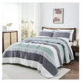thumbnail image 6 of TiaGOC King Size Quilt Set Sage Green, 3 Pieces Mint Green Ultra Soft Lightweight Bedspreads & Coverlets Set, Patchwork Striped Quilted Bedding Sets for All (1 Quilt, 2 Pillow Shams), 6 of 8