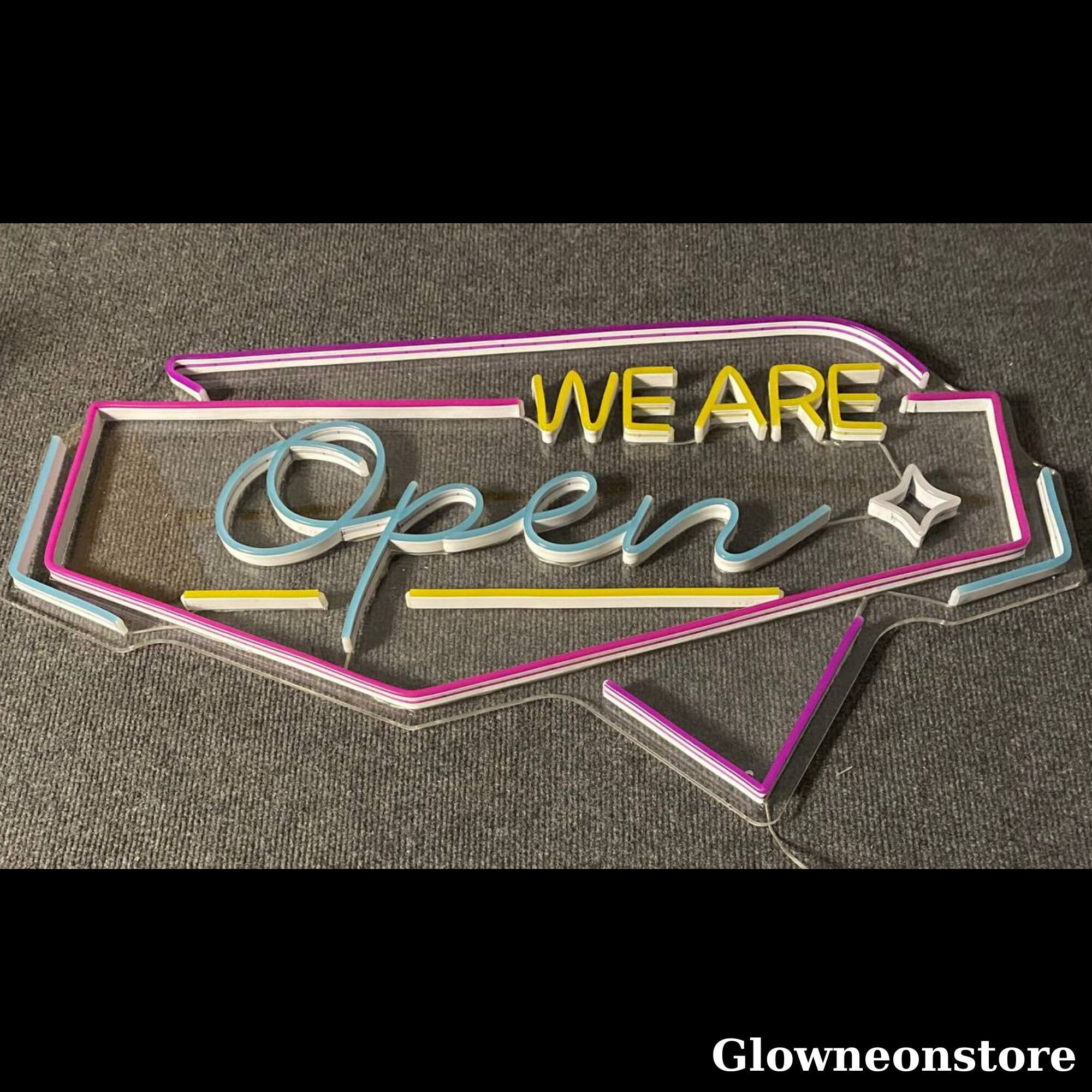 Glowneon We Are Open Neon Sign, We Are Open Led Sign, Welcome OPEN Coffee Shop Restaurant Party