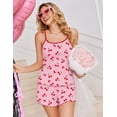 thumbnail image 3 of Ekouaer Pajama Sets for Women 2 Piece Camisole Pjs Cute Print Sleepwear Ribbed Sexy Tank Top with Shorts, 3 of 6
