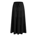 thumbnail image 4 of GEWSEY Women's Tiered Maxi Skirts Elastic Waist Summer Flowy Swing A-Line Boho Beach Long Skirt (Black, XXL), 4 of 6