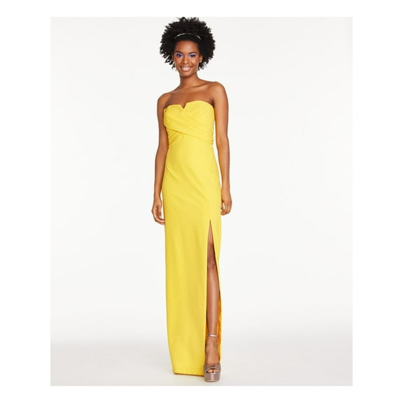 AIDAN MATTOX Womens Yellow Slitted Sweetheart Neckline Full-Length Formal Sheath Dress 6
