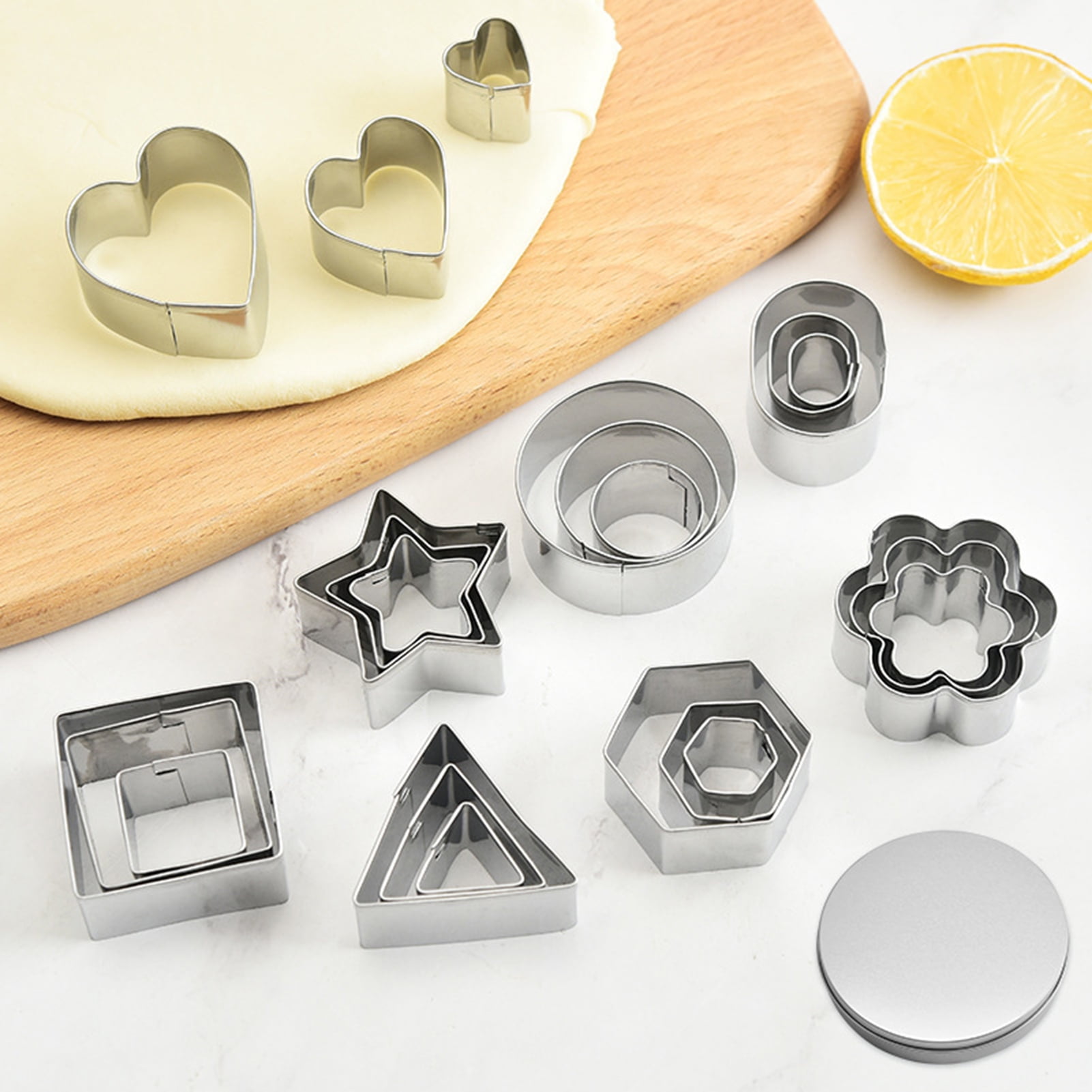 DflowerK 24 Mini Cookie Cutters Shapes Set Biscuit Cutters Stainless Steel  Metal Baking Molds for Pastry Dough Donut Fruit Fondant Clay