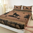 thumbnail image 3 of Feelyou Jungle Wildlife Wolf Twin Sheet Sets, Brown Rustic Cabin Bedding, 3 Pieces, 3 of 7
