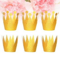 Mobutofu 24Pcs Golden Crowns for Kids Birthday Party Hats Glitter Plastic Mini Size 10.0x6.5x0.2in Decorations