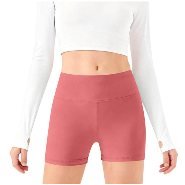 Pantalones cortos de yoga para niñas, pantalones cortos de baile y gimnasia para niños, pantalones cortos deportivos elásticos de cintura alta para niñas, pantalones de poliéster para niñas
