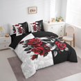 thumbnail image 4 of Feelyou Gothic Skull Teens Twin Bedding Sets 7-Piece, Valentine's Day Rose Bedding Comforter Set, Black Red Flower Reversible Sheet Sets, Microfiber Bedroom Decor, 4 of 9