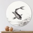 thumbnail image 2 of Designart 'Black and White Vintage Fish I' Nautical & Coastal Circle Metal Wall Art 23x23 - Disc of 23, 2 of 5