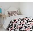thumbnail image 4 of Ambesonne Flamingo Quilted Bedspread Set 2 Pcs, Watercolor Nature Camo, Twin Size, Dark Coral Pale Pink, 4 of 6