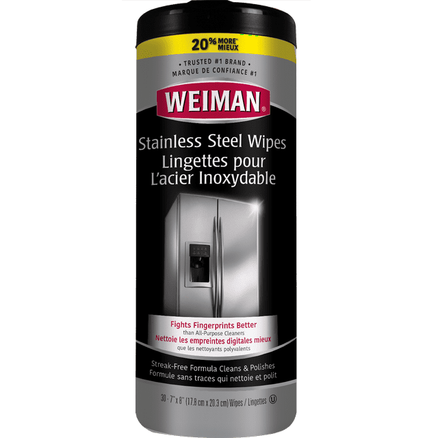 Weiman Stainless Steel Cleaner and Polish Wipes, 30 Count