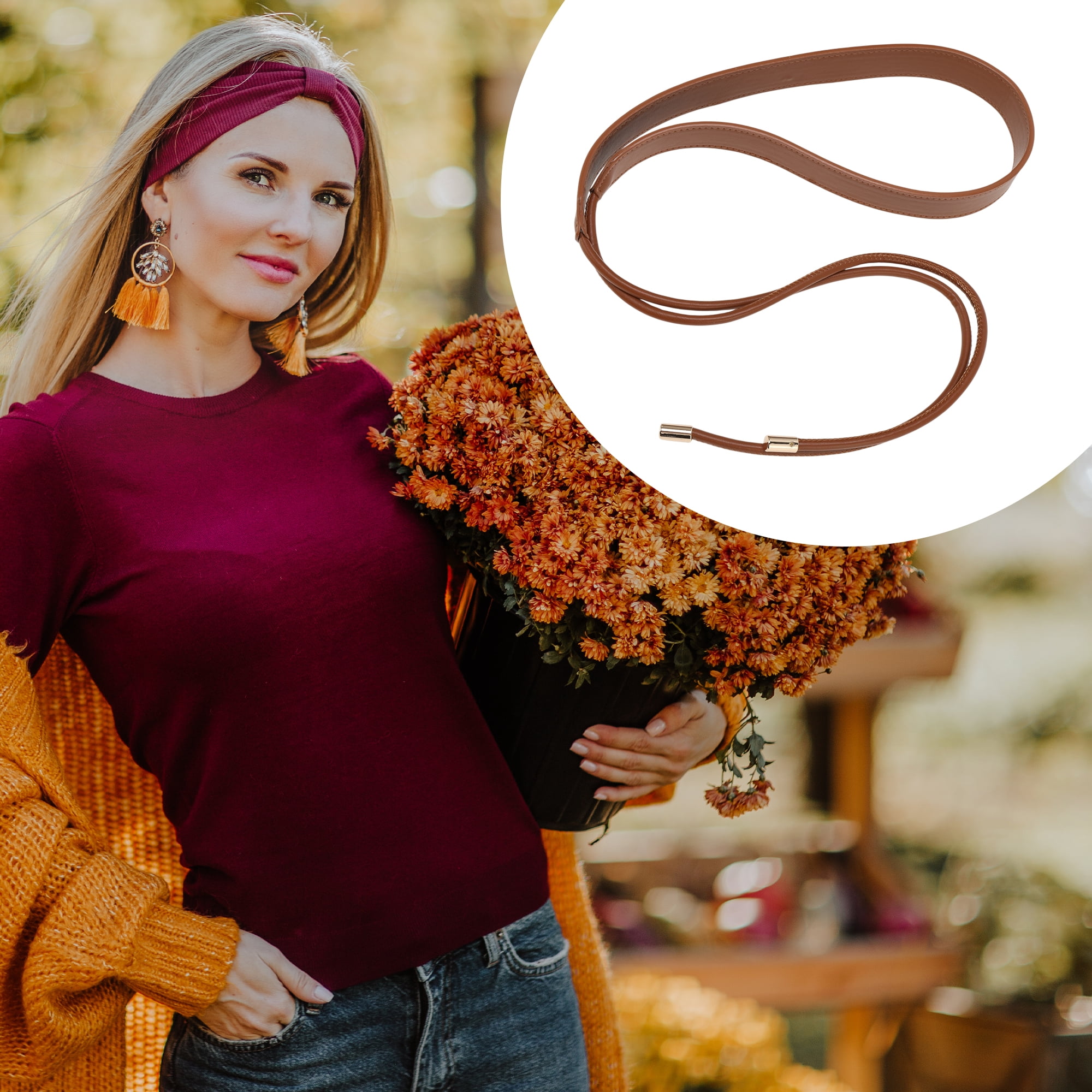 Unique Bargains Knotted Adjustable Waist Belt for Versatile Styling 1 Pc Brown