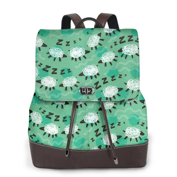 Easygdp Sheep Zzz Mochila de Cuero para Mujeres, Bolso de Hombro, Bolsos de Mano de Moda para Trabajo y Viajes