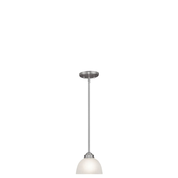 1 Light Brushed Nickel Mini Pendant with Satin Glass Shade