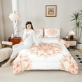 thumbnail image 4 of jejeloiu Vinatge Floral Flower Bedding Comforter Set,Boho Bohemian Theme Twin Comforter Sets,White Orange Bedding Set For Men Women,Ultra Soft Home Decor Reversible,2-Piece, 4 of 8