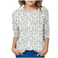 thumbnail image 6 of CLOISE Youth Shirts for Girls Boys 3/4 Sleeve Crew Neck Tops Print Outfits Fall Winter Clothes Light Blue 3-12T, 6 of 6