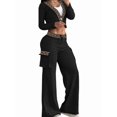 thumbnail image 1 of Conjunto de Dos Piezas para Mujer: Blazer Corto, Chaqueta y Pantalón de Trabajo de Cintura Alta y Pierna Negro XL, 1 of 3