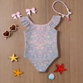 thumbnail image 6 of Abcomgle Girls One Piece Swimsuits 10-12 Glitter Sequin Graphic One Piece Swimsuit for Girls Ruffled Stretchy Girls Swimwear, 6 of 7