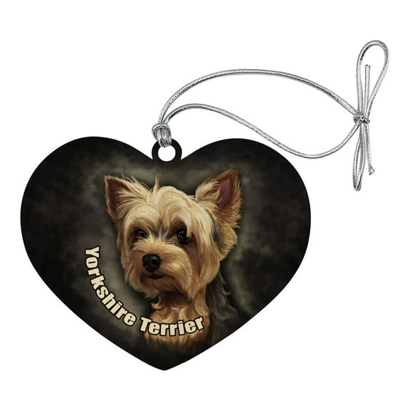 Yorkshire Terrier Yorkie Dog Pet Heart Love Wood Christmas Tree Holiday Ornament