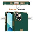 thumbnail image 3 of iPhone 13 mini Case  Women Girl Cute Love-Heart Luxury Bling Plating Soft Back Cover Raised Full Camera Protection Bumper Silicone Shockproof Phone Case  iPhone 13 mini, Darkish Green, 3 of 14