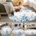 thumbnail image 5 of Round Area Rugs Collection 3 Ft, Blue Eucalyptus Leaves Non-Slip Residential Carpet, Watercolor Spring Summer Botanical Indoor Crawling Mats Doormat Runner Rugs Play Mat for Bedroom, 5 of 8