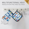 thumbnail image 4 of Yayeee Oven Mitts and Pot Holder Set of 2 Heat Resistant Kitchen Gloves Baking Hot Pad, Orange Sailboats, 4 of 5