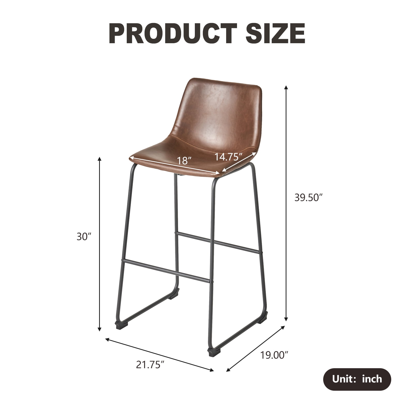 Kadyn PU Faux Leather Counter Bar Height Stools with Back, Upholstered Modern Armless Stool, Vintage Brown Pub Chairs for Dining Room Coffee House Rustic Bar Kadyn PU Faux Leather Counter Bar Height Stools with Back, Upholstered Modern Armless Stool, Vintage Brown Pub Chairs for Dining Room Coffee House Rustic Bar