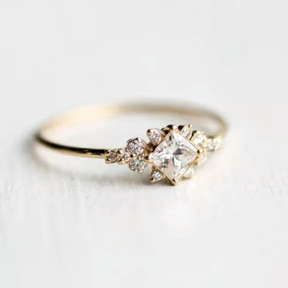 HOOUN Elegant Women 925 Silver Rings Cubic Zirconia Cute Wedding Party Jewelry-#1-10